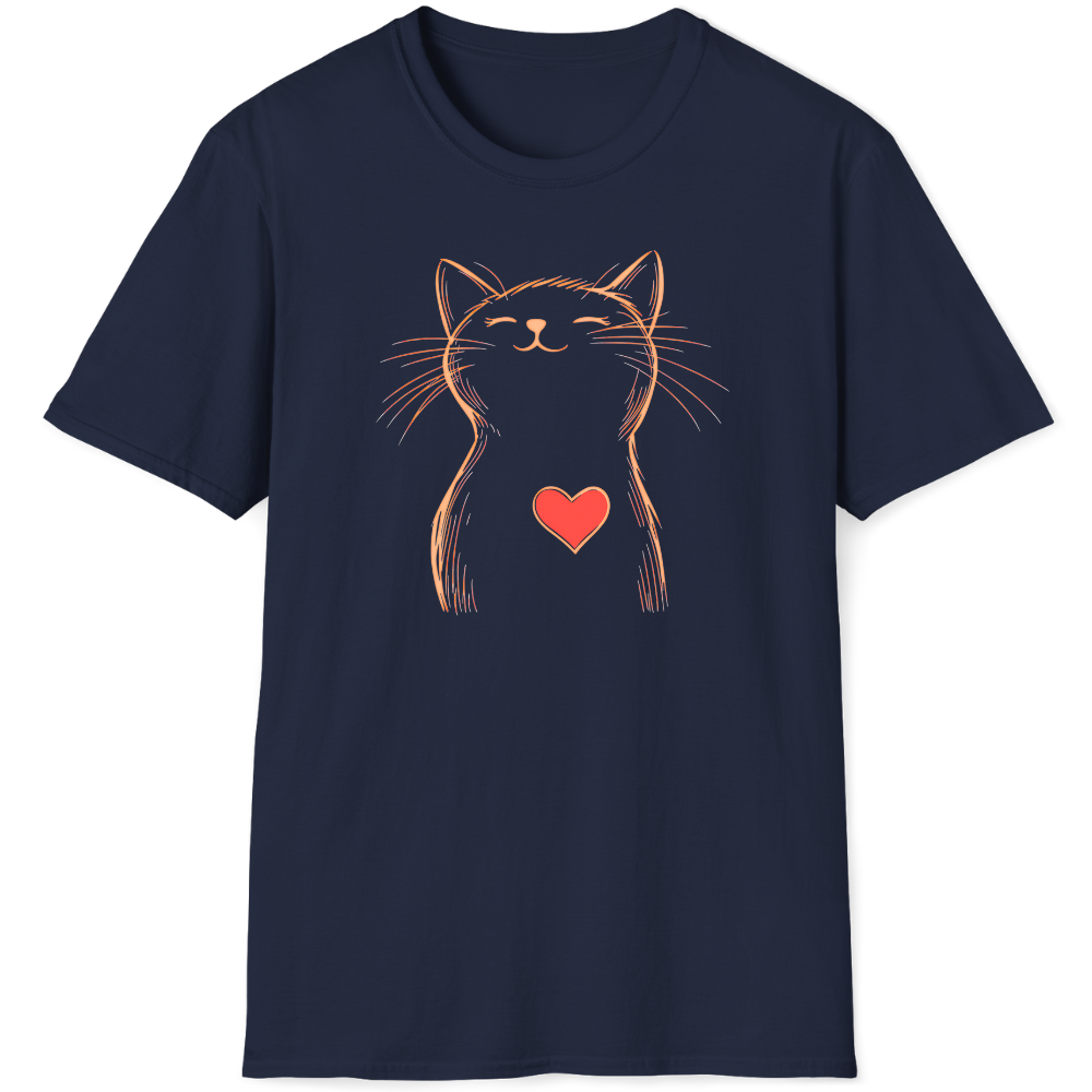 Sketch of a happy orange cat with heart
