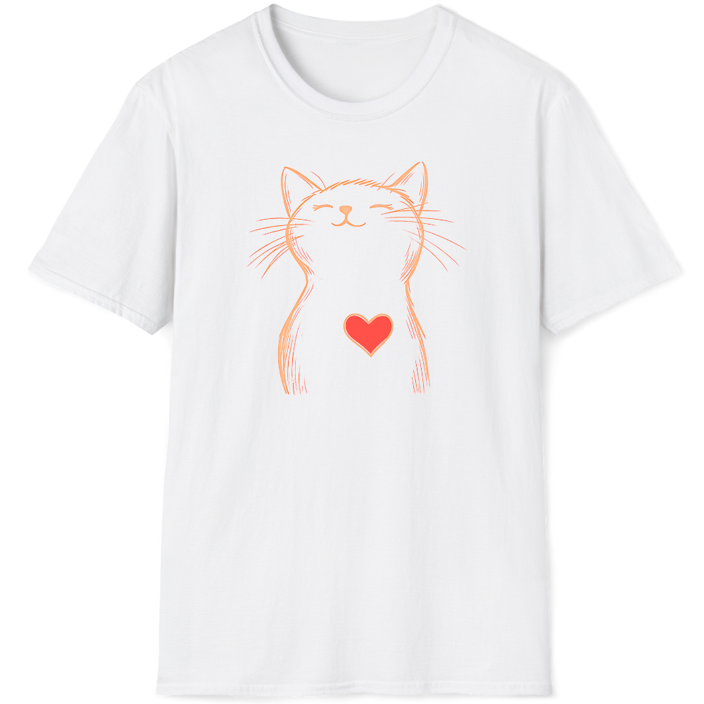 Sketch of a happy orange cat with heart