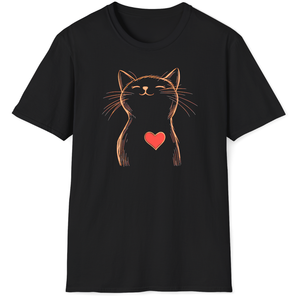 Sketch of a happy orange cat with heart