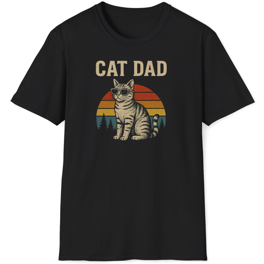 Cat dad retro sunset with sunglasses
