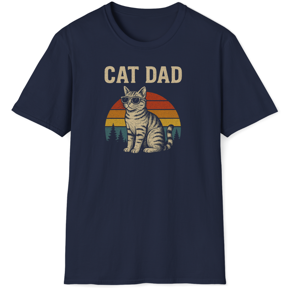 Cat dad retro sunset with sunglasses