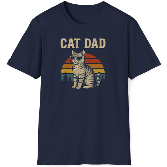 Cat dad retro sunset with sunglasses