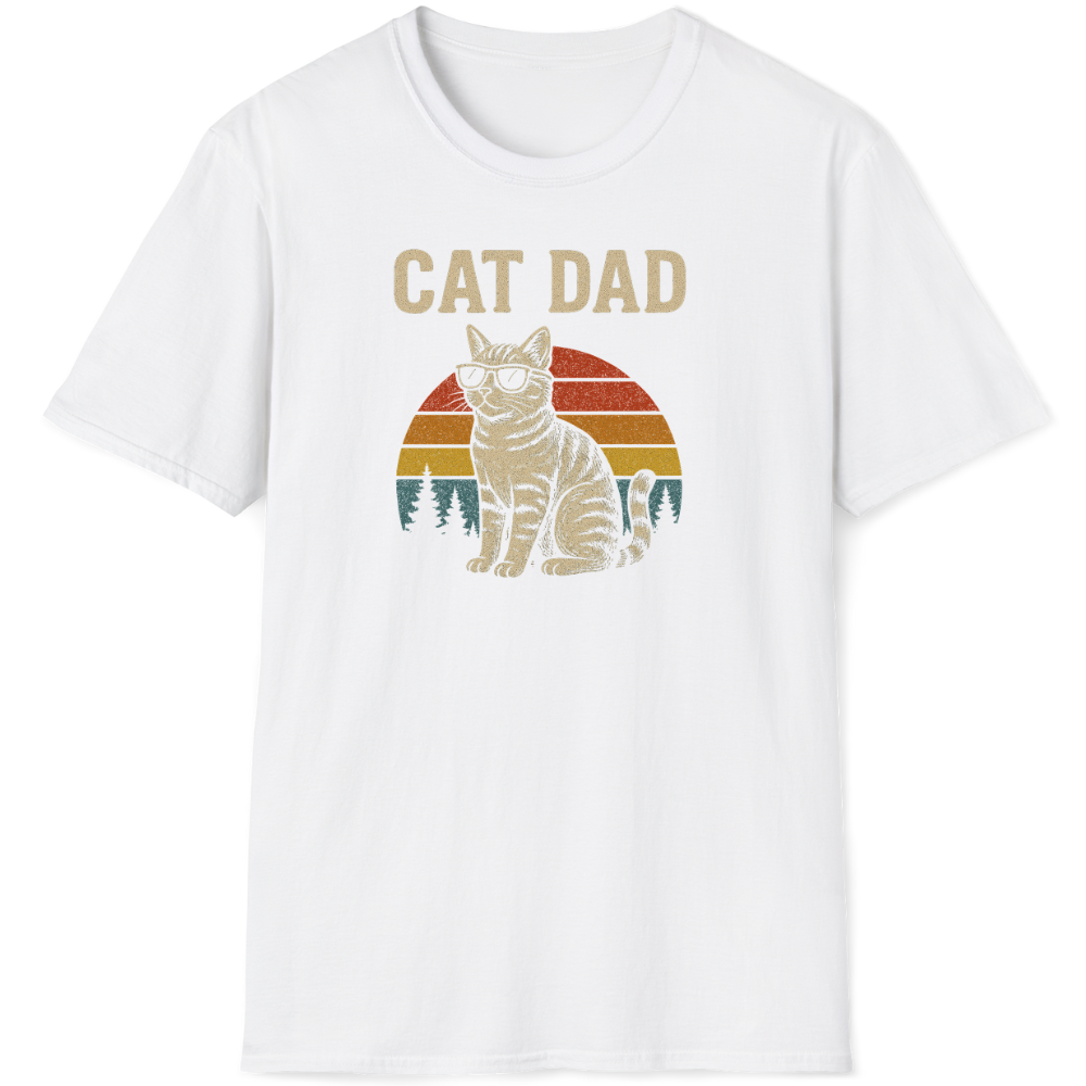 Cat dad retro sunset with sunglasses