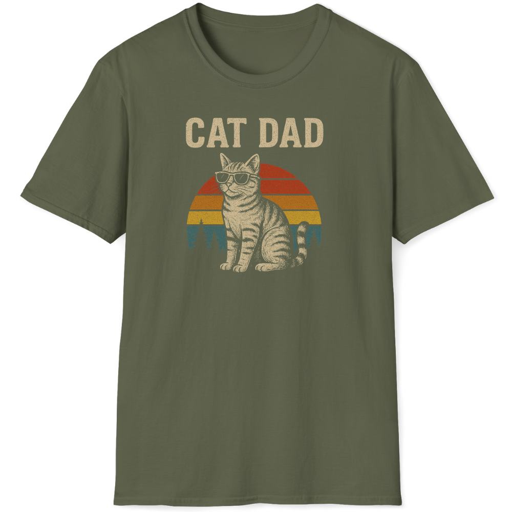 Cat dad retro sunset with sunglasses