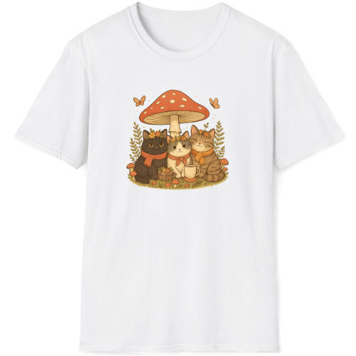 Cute cozy kittens use a mushroom as their cottage