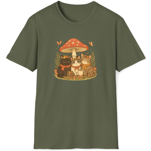 Cute cozy kittens use a mushroom as their cottage
