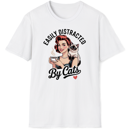 Retro housewife easily distracted by cats