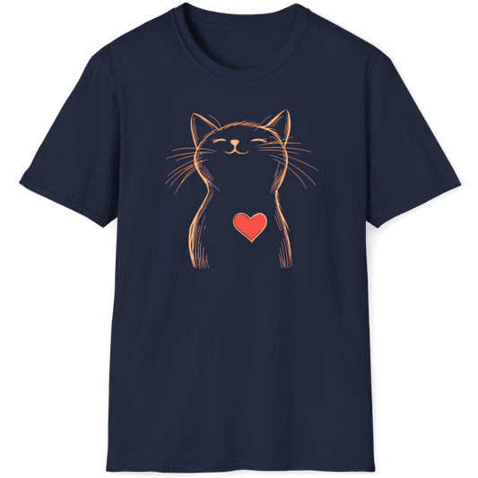 Sketch of a happy orange cat with heart