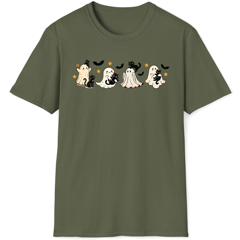Ghosts with cats, stars, bats. Lollipop!
